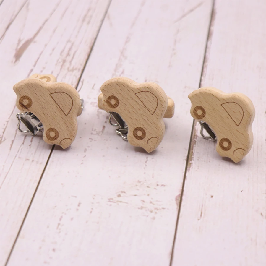 Metal Wooden Pacifier Clips Baby Teething Pacifier chain Solid Color Baby Teether Cute Infant Soother Clasps Holders Accessories