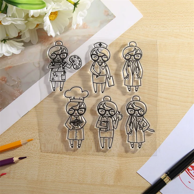 Doctor Nurse etc. 6x6 inch Clear Stamps For DIY Scrapbooking Paper Card Handmade Decorative Stempels Silicone Seals New Crafts