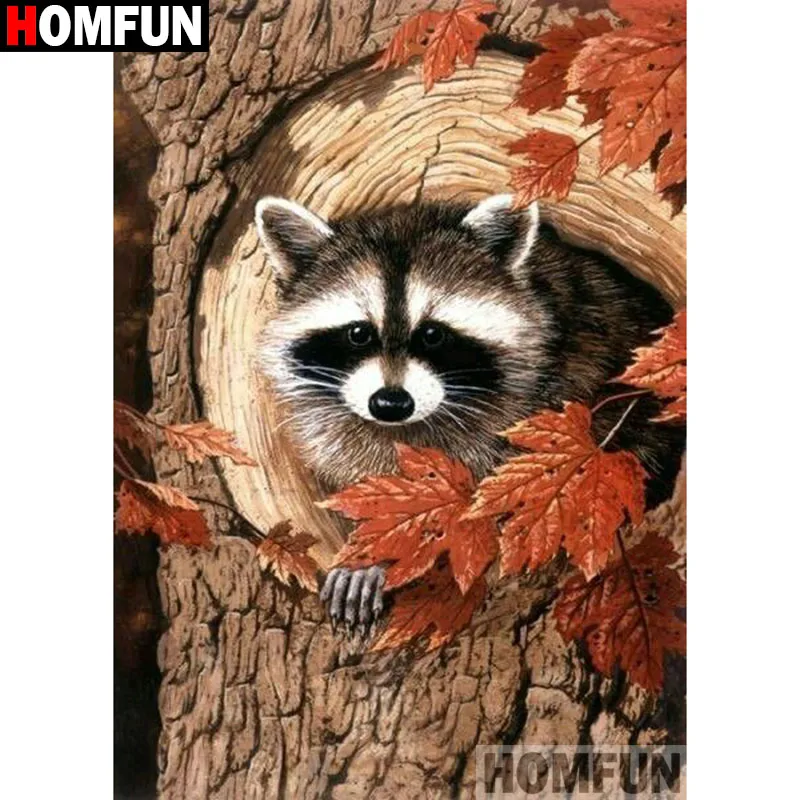 

HOMFUN Square/Round Drill 5D DIY Diamond Painting "Animal raccoon" Embroidery Cross Stitch Full Rhinestone Decor A27213