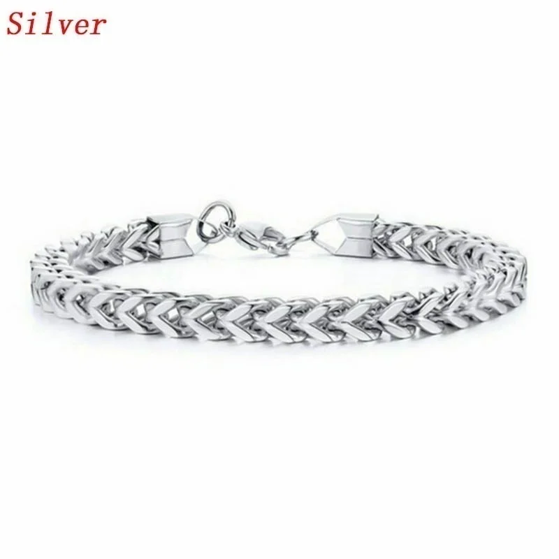 Popular Concise Style Sagittate Bracelet for Men Chains On The Hand Hip-Hop Jewelry Fashion Metal Accessories Gifts To Boyfriend