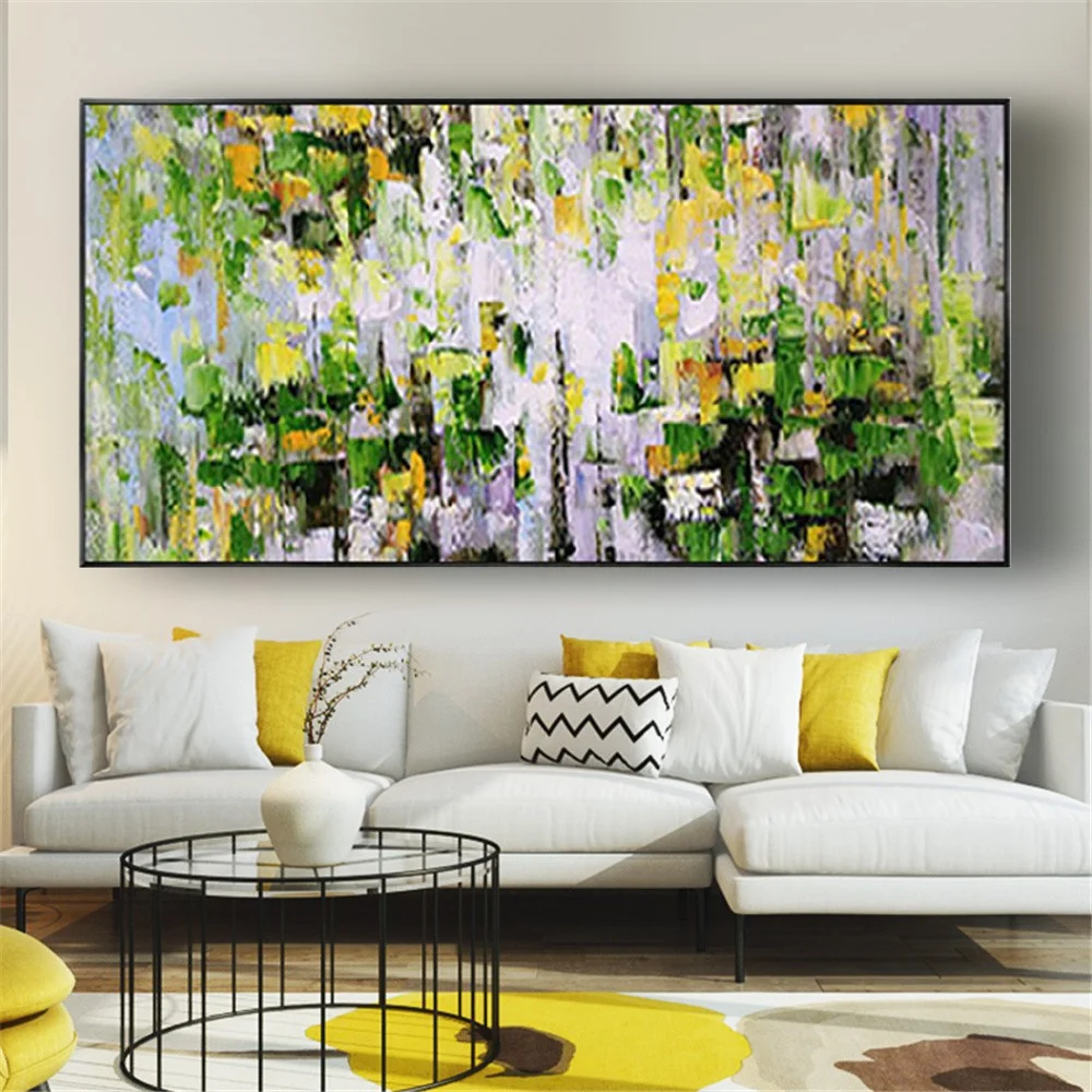 

100% Handmade Texture Green Canvas Poster Modern Home Trim Mural Abstract Oil Painting Decor Living Room Wall Art Picture Gift