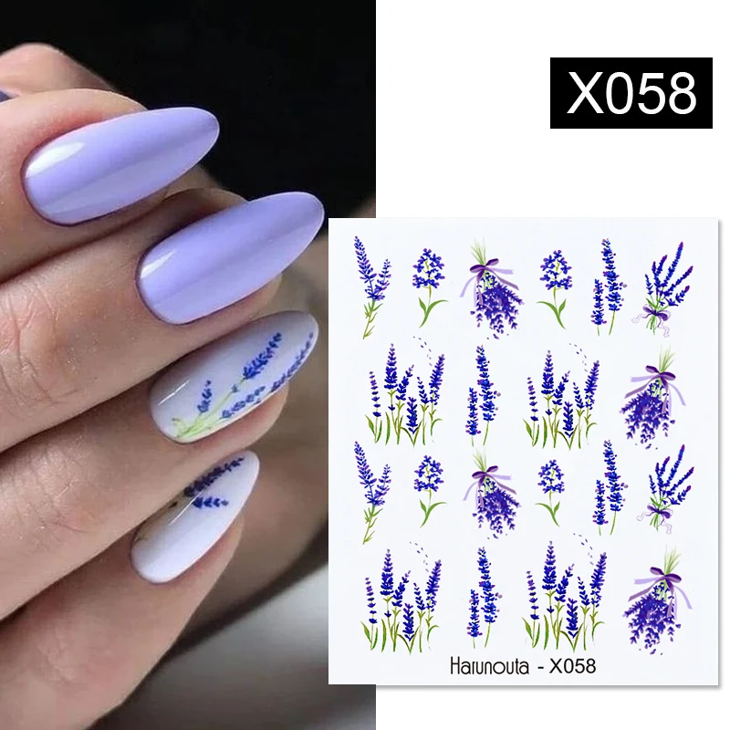 1 Sheet Lavender Bouquet Design Water Decals Summer Flower Leaves Transfer Nail Art Sticker For Nails Slider Decorations