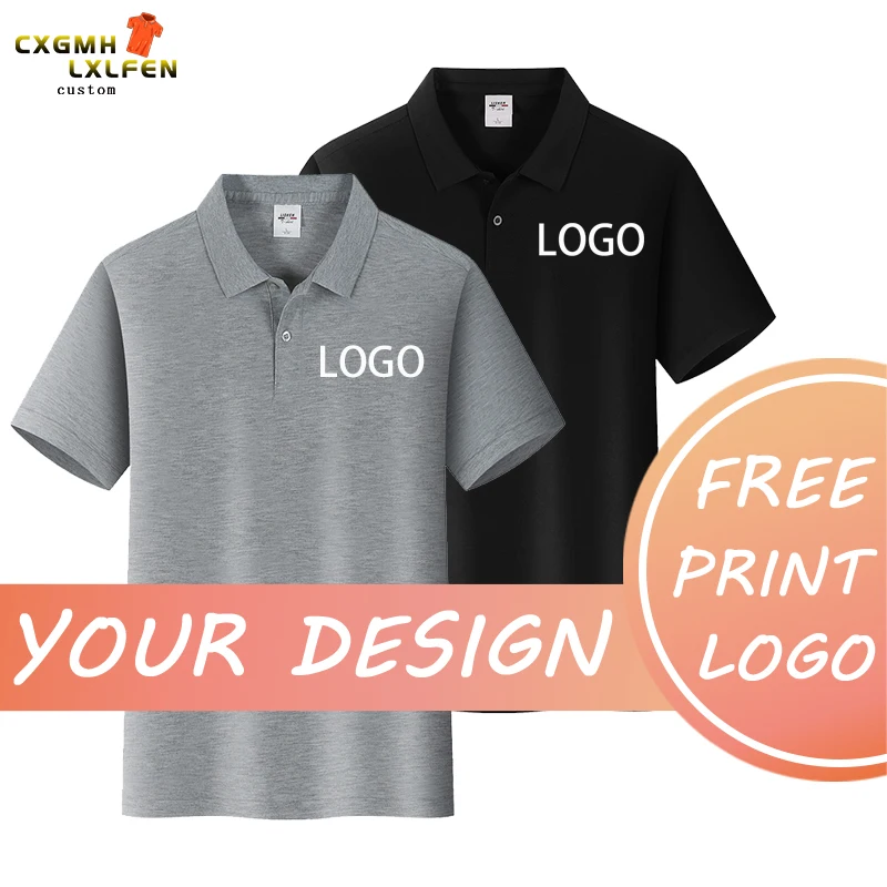 Work POLO High-end Customization POLO Shirt 12-color Custom Logo Wild High-end Worsted Cotton Lapel Printing DIY Brand Text