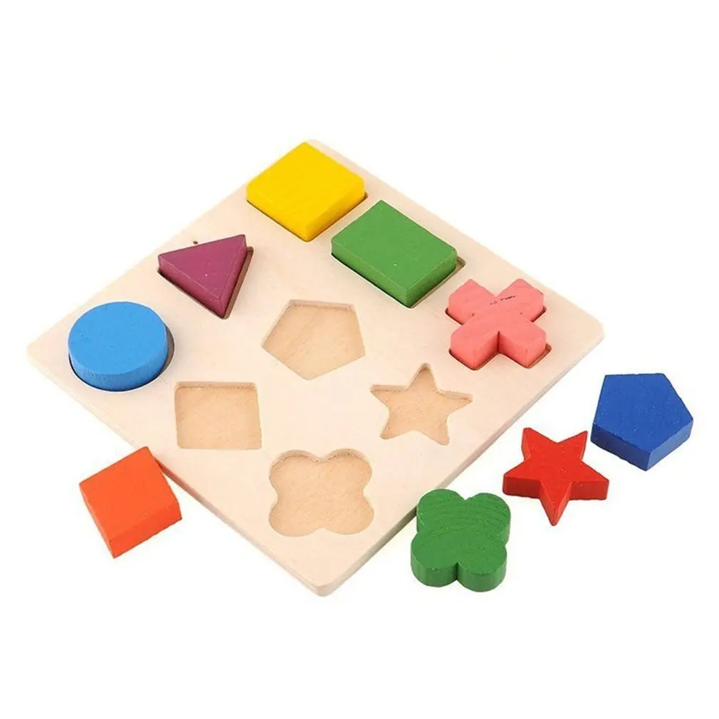Wooden Geometric Shapes Montessori Puzzle Kids Cognitive Toy Early Preschool Learning Educational Toy For Baby Toddler Children