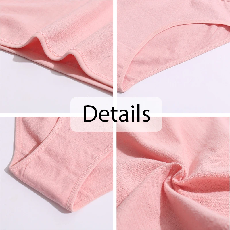 FINETOO 3Pcs Cotton Underpants Panties for Women Comfortable Low-Waist Briefs Ladies Solid Color Breathable Intimates Lingerie