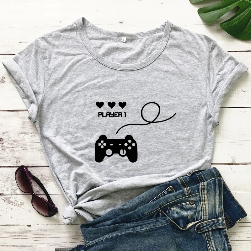 Player 1 And Player 2 T-shirt Funny Women Valentine\'s Day Gift Tshirt Cute Couples Honeymoon Top Tee Shirt