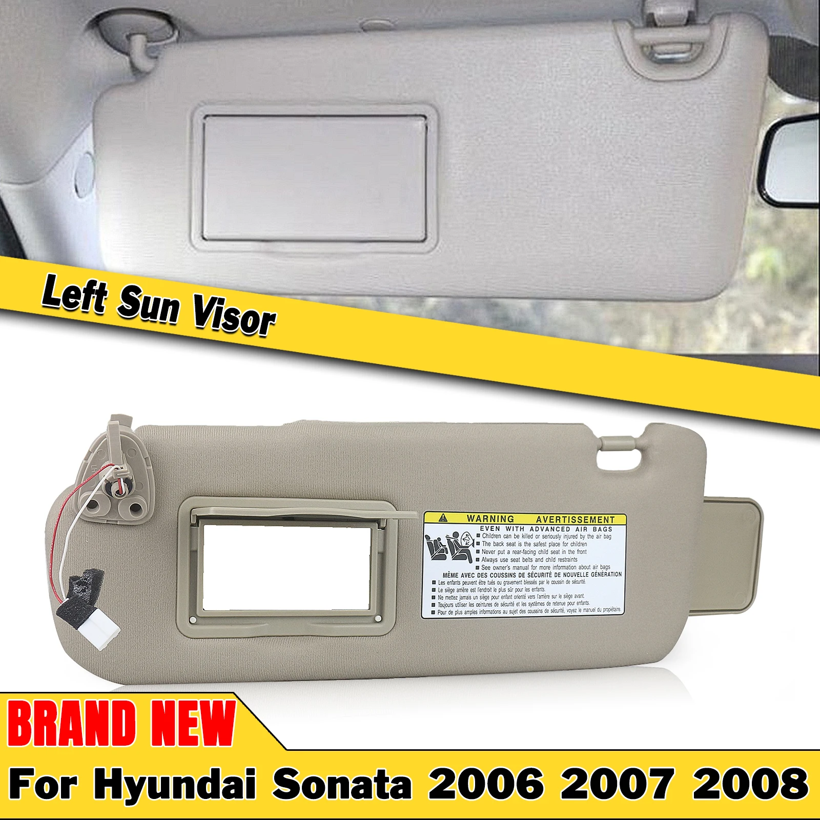 

Beige/Gray Sun Visor For Hyundai Sonata 2005-2010 Left Driver Front Window Shade Blind Shield Cover Windshield Sunvisor Sunshade