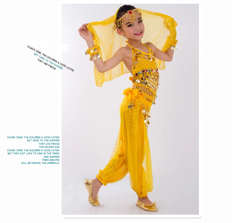 Kinder Bauchtanz Kostüme Set Orientalischer Tanz Mädchen Bauchtanz Indien Bauchtanz Kleidung Bauchtanz Kind Kinder Indisch 6 Farben – Detail 23