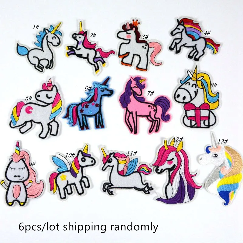 6pcs mixed random  Patches Unicorn  Skull iron on Embroidered Clothing Halloween patch For garment  sewing accessories  supplies