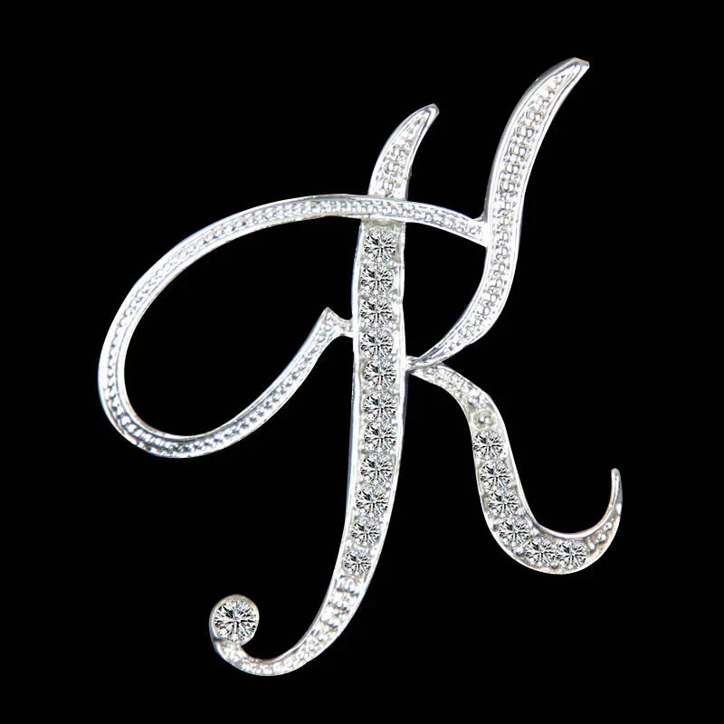 Rhinestone Letters Brooch Initial A C E F I J K L N O P Q R S T U V W X Y Z Broche Femme Bijoux Crystal Jewelry Alphabet Pins