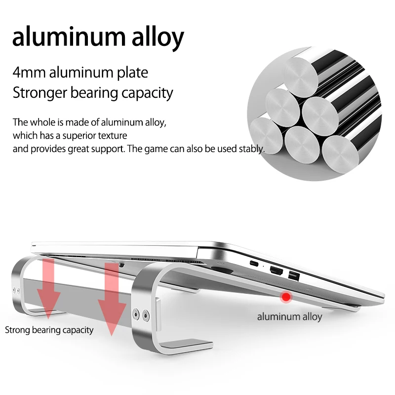 Soporte de aleación de aluminio para ordenador portátil, Base antideslizante de refrigeración para Macbook Air Pro, 11-18 pulgadas