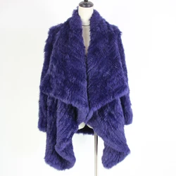 2023 New Brand Women's Winter rabbit fur coat Hot Sale 4 colors knitting real fur jacket