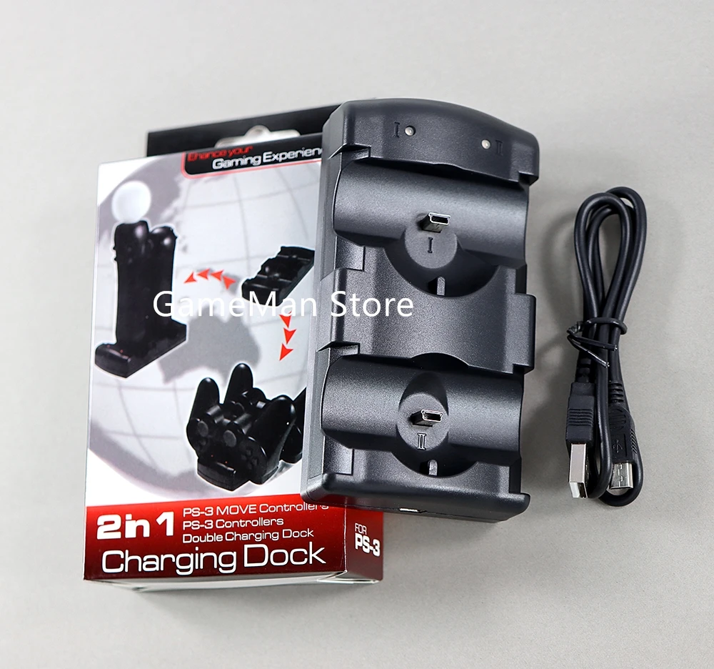5pcs for PS3 Move Controller 2 in 1 Charging Dock dual charger dock for PS3 controller