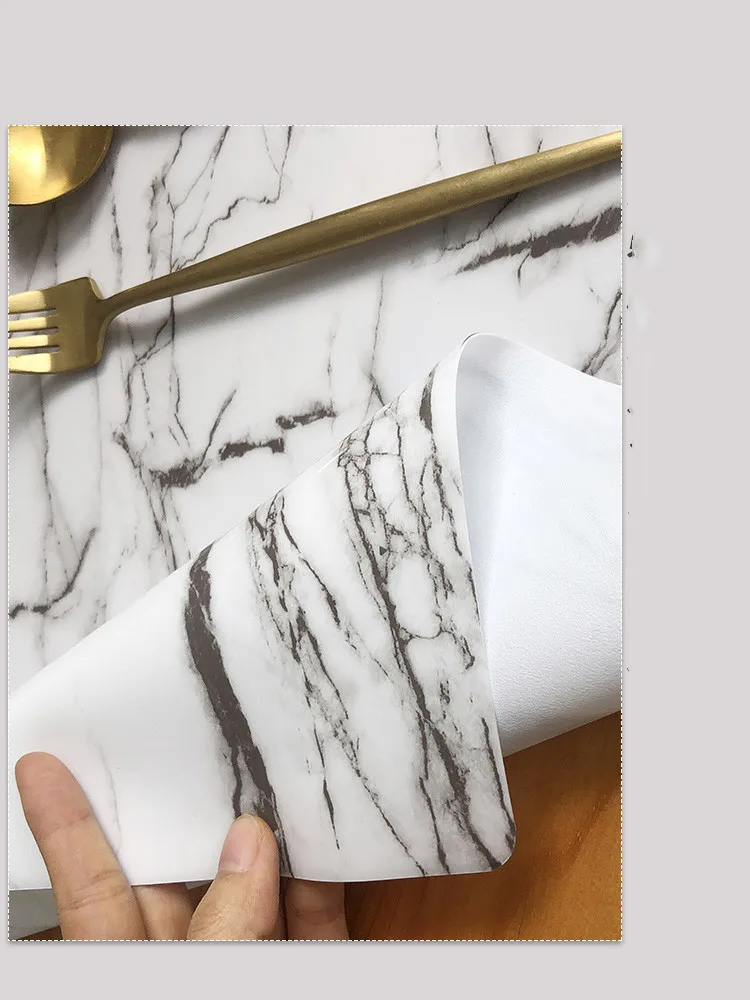 2021 Creative Nordic Marble PVC Table Cloths 1mm Thick Silicone Tablecloth Waterproof PVC Table Cloth Oilproof Kitchen Placemat