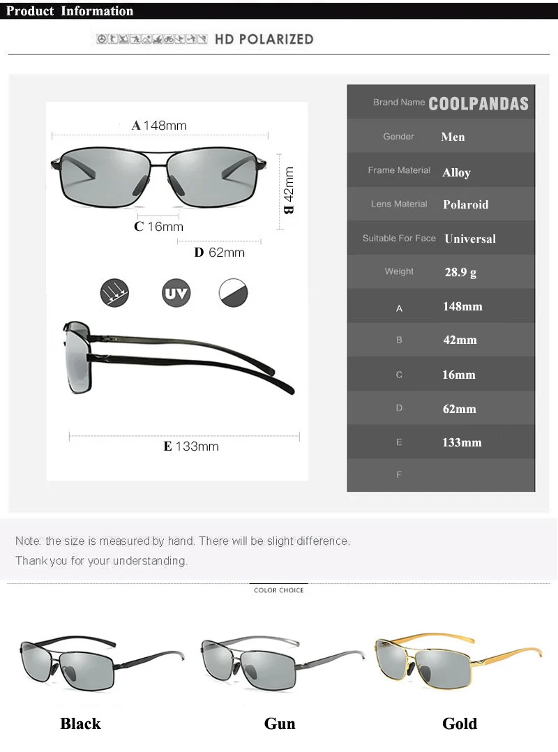 Top Qualität Photochrome Sonnenbrille Für Männer Frauen Polarisierte Gläser Anti-Glare Fahren Goggle Chameleon lunette de soleil homme – Detail 10