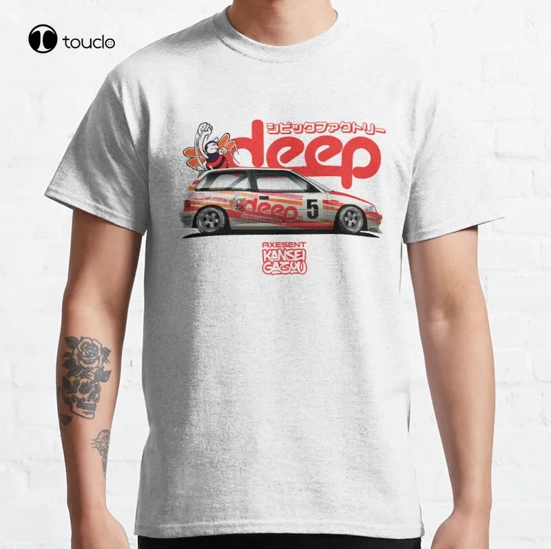 Deep Civic Classic Kanjo Kanjozoku Osaka'S Jdm Japan Loop No Good Racing T-Shirt Cotton Tee Shirt