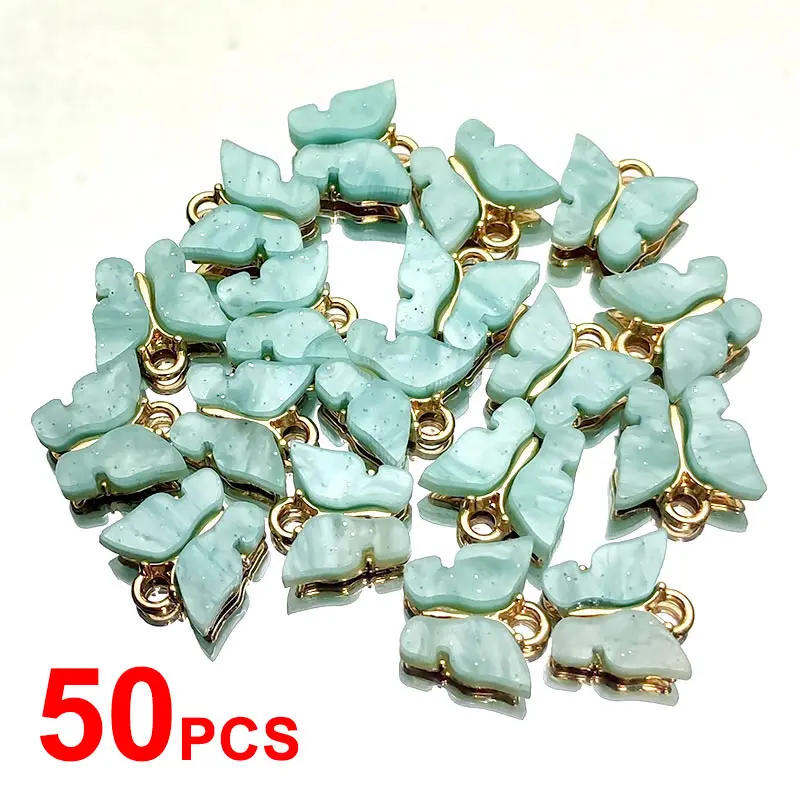 

50Pcs/set Fashion Charm Gold Color Butterfly Jewelry Accessories for Making DIY Earrings Necklaces Bracelet Material Wholesale