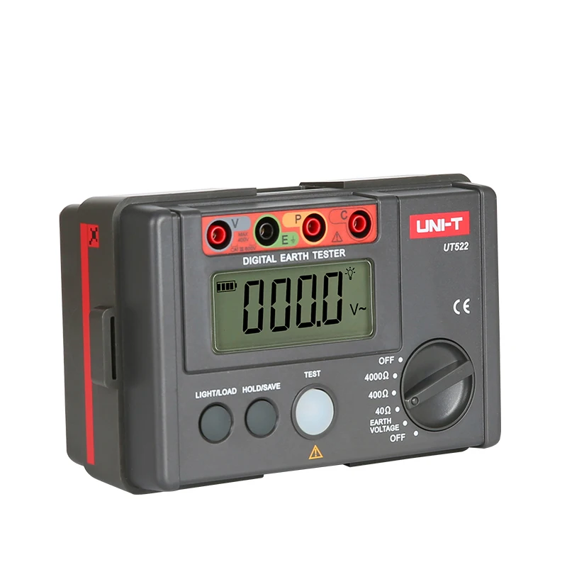 UNI-T Digitale Aarde Tester Ut522 (0 ~ 4000Ω) Handmatige Bereik Auto Uitschakelen Lage Batterij Indicatie Gegevens Houden Volledige Pictogram Display