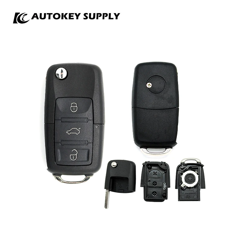 For Vw 3 Buttons Remote Flip Key  Autokeysupply AKVWF107