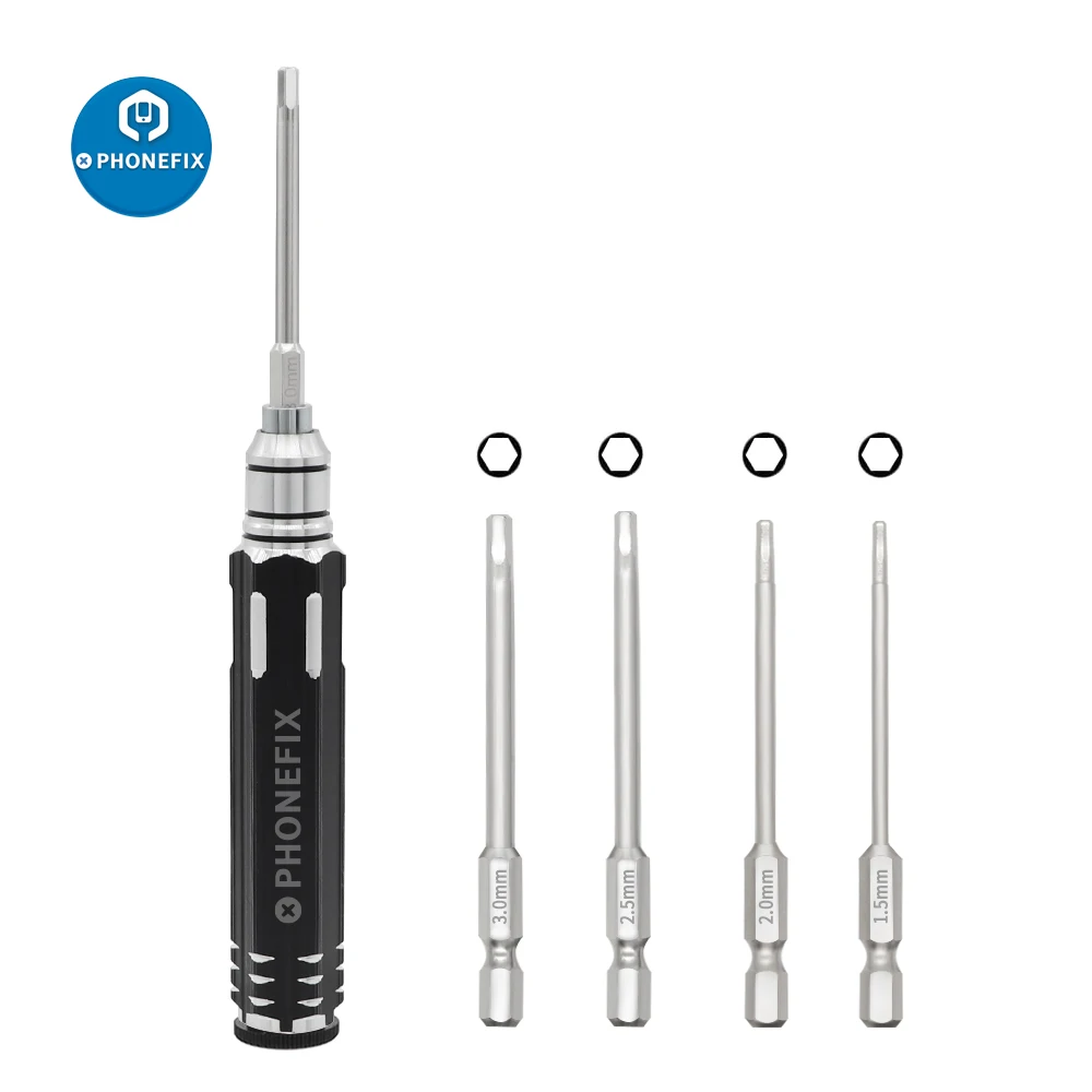 Kit de ferramentas 4 em 1 para helicóptero, conjunto de chave de fenda hexagonal de cabeça sextavada magnética 1.5mm 2.0mm 2.5mm 3.0mm, carro de corrida