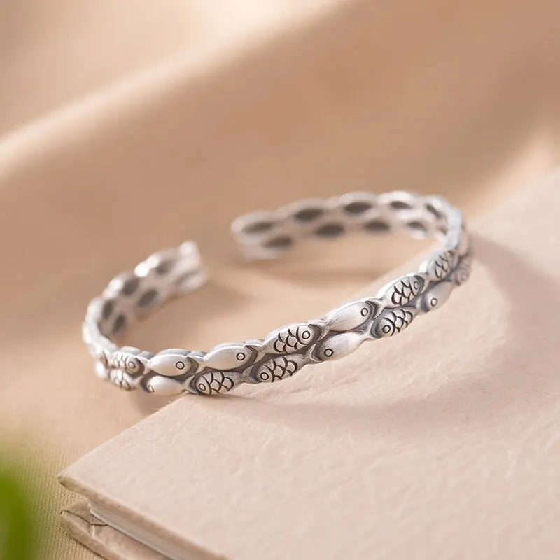 ★opening 999 fine silver bracelet national wind restoring ancient ways small silver bracelet personality silver gift