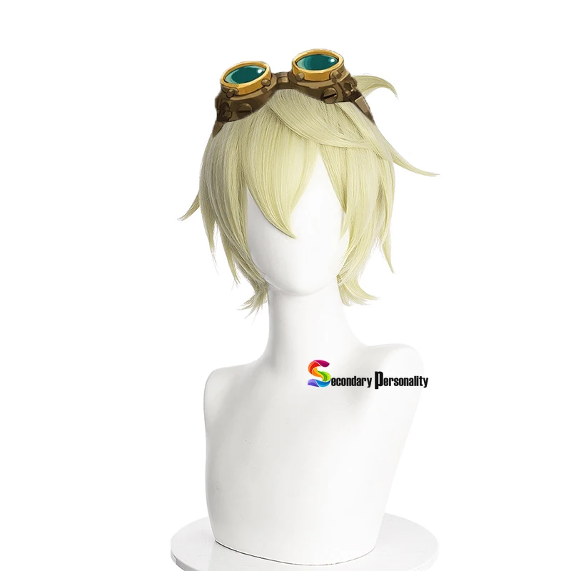 

2021 Game Genshin Impact Bennett Cosplay Wig Golden Short Heat Resistant Synthetic Hair Pelucas Anime Costume Role Play Wigs