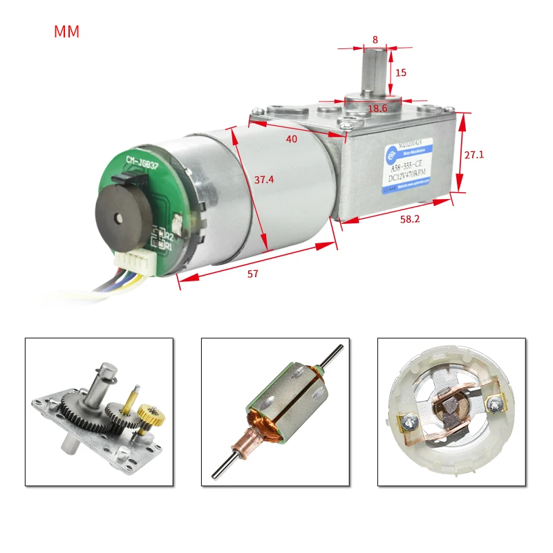 5840-555 Turbo Worm Miniature DC Reduction Motor DC 12V 24V Motor with Encoder Self-locking Gear New DC Electric Motor For DIY
