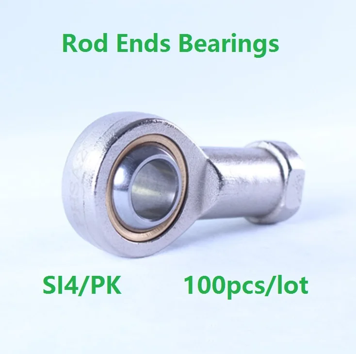 100pcs/lot SI4/PK 4mm Female Thread Metric Rod End Joint Right /Left Hand Fish Eye Ball Bearing