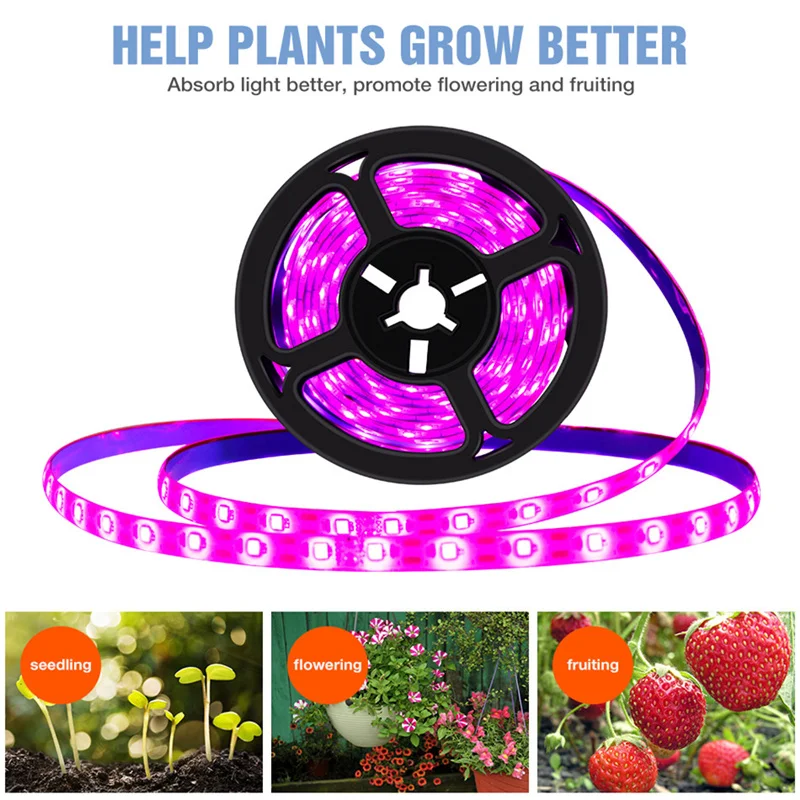 USB Plant Grow Strip 2835 SMD Led Grow Light 0.5m 1m 2m 3m USB Full Spectrum LED Phyto Tape Lighting Waterproof Plant Bulb