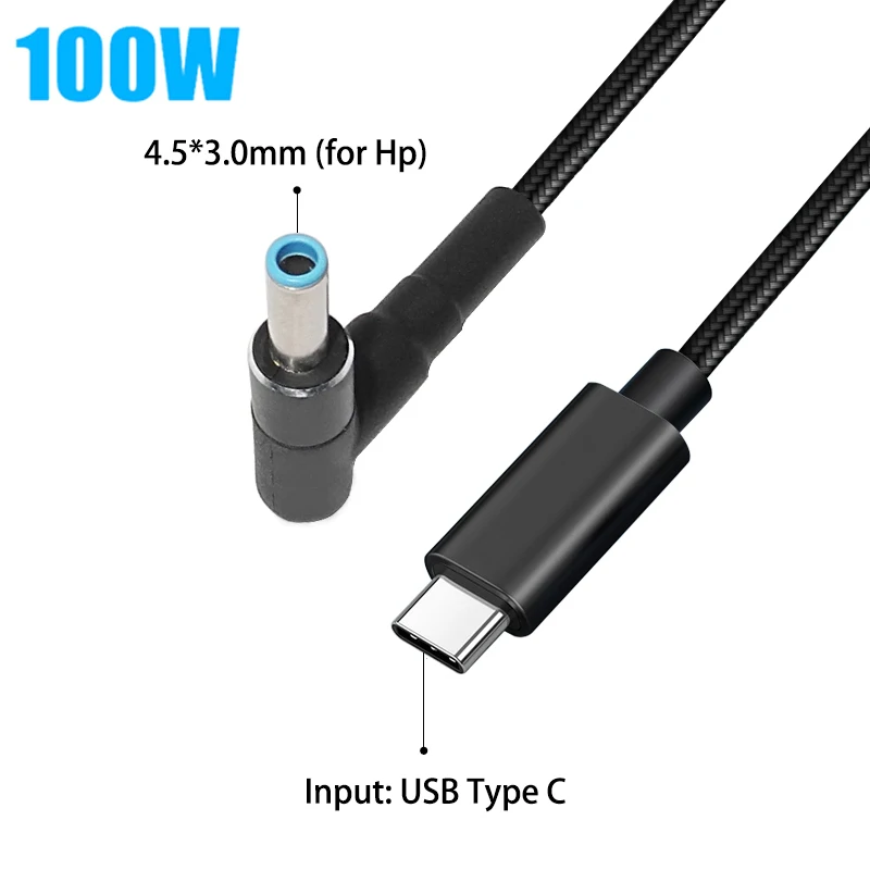 45W 65W 90W Dc Power Charger Converter USB Type C Adapter Cable for Hp Stream Spectre Pavilion Envy Eliteboook Fast Charge Cable