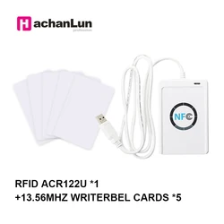 Kit ACR122U de 13,56 MHZ, NFC, compatible con ISO/IEC18092, Chip inteligente, escritor de grietas, RFID, lector de tarjetas de acceso, duplicador