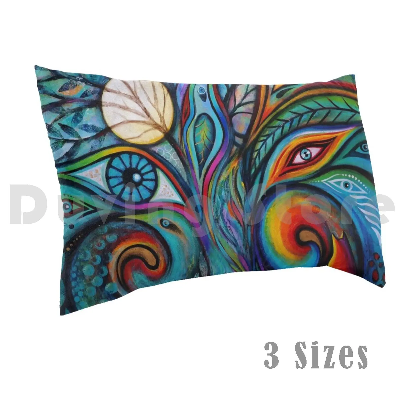 Moon Magic Pillow Case Printed 50x75 Tree Of Life Birds Spirits Cat Moon Visionary Art Abstract Surreal Dream