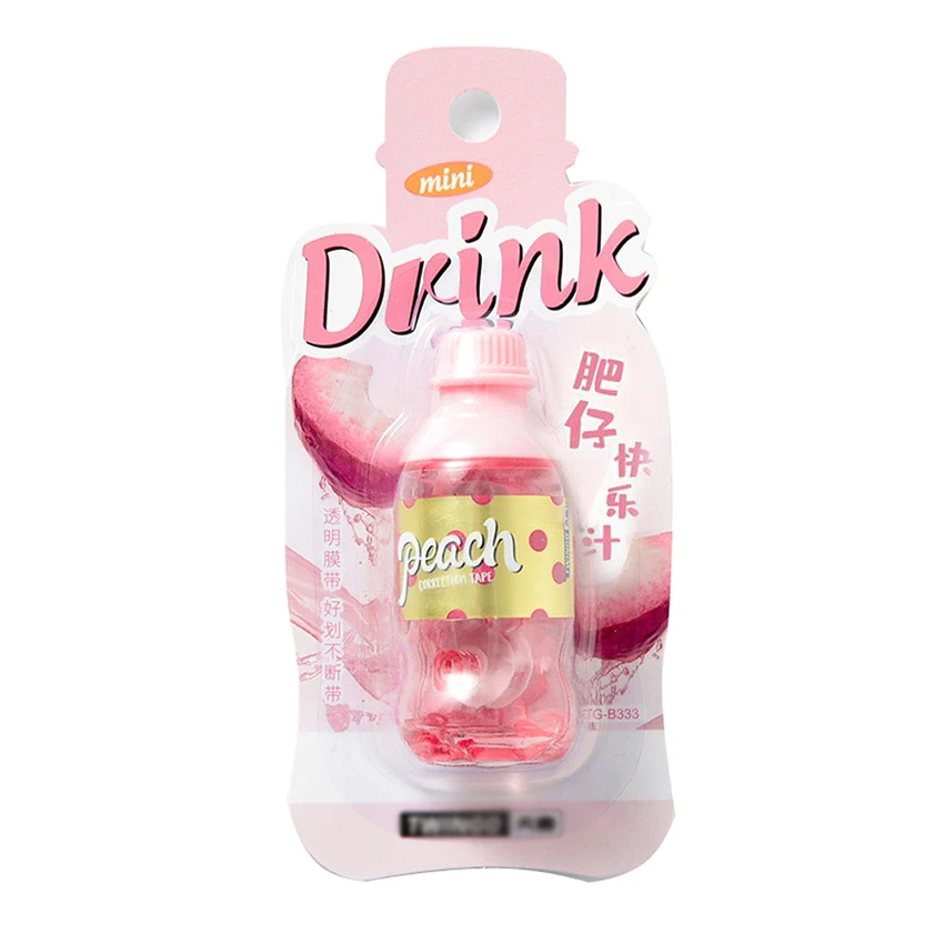 Cute Mini Soda Bottle Correction Tape Creative Lemon Peach Cola Correction Tape School Student Altered Tape Corrector Stationery