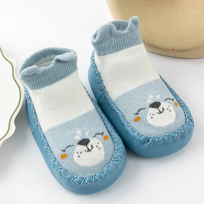 Lawadka Newborn Baby Socks With Rubber Soles Cotton Cartoon Infant Girls Boys Shoes Four Seasons Toddler Anti Slip Sole Sock