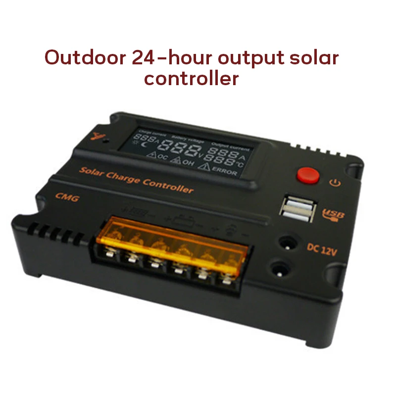 

Outdoor 12V/24V 10A Solar Controller With Dual DC Port LCD Backlight Solar Charger