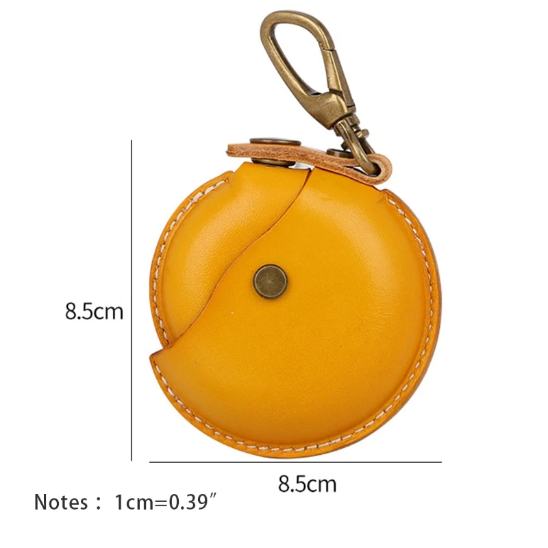 Unisex Kleine Lederen Portemonnee Mannen Vrouwen Vintage Ronde Vorm Sleutels Houder Geld Tas Met Sleutelhanger Effen Kleur Mini Veranderen portemonnee