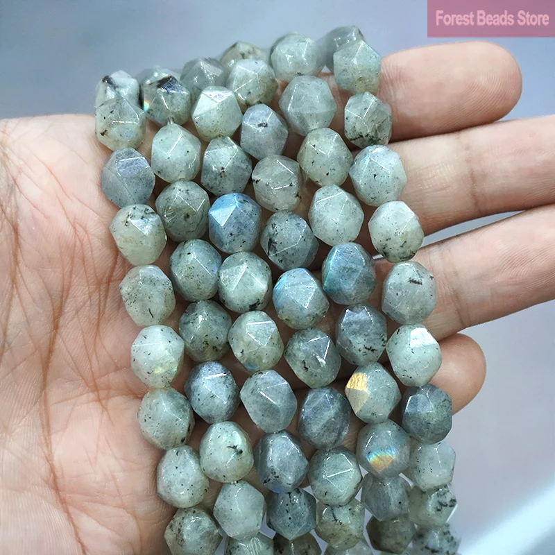 6 8 10MM Natural Stone Faceted Gray Labradorite Spacers Loose Beads DIY Charms Bracelet Necklace for Jewelry Making 14