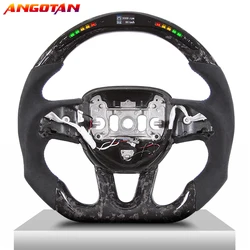 Forged Carbon Fiber LED Heated Carbon  Steering Wheel Fit For 2015+ Dodge Challenger Charger SRT