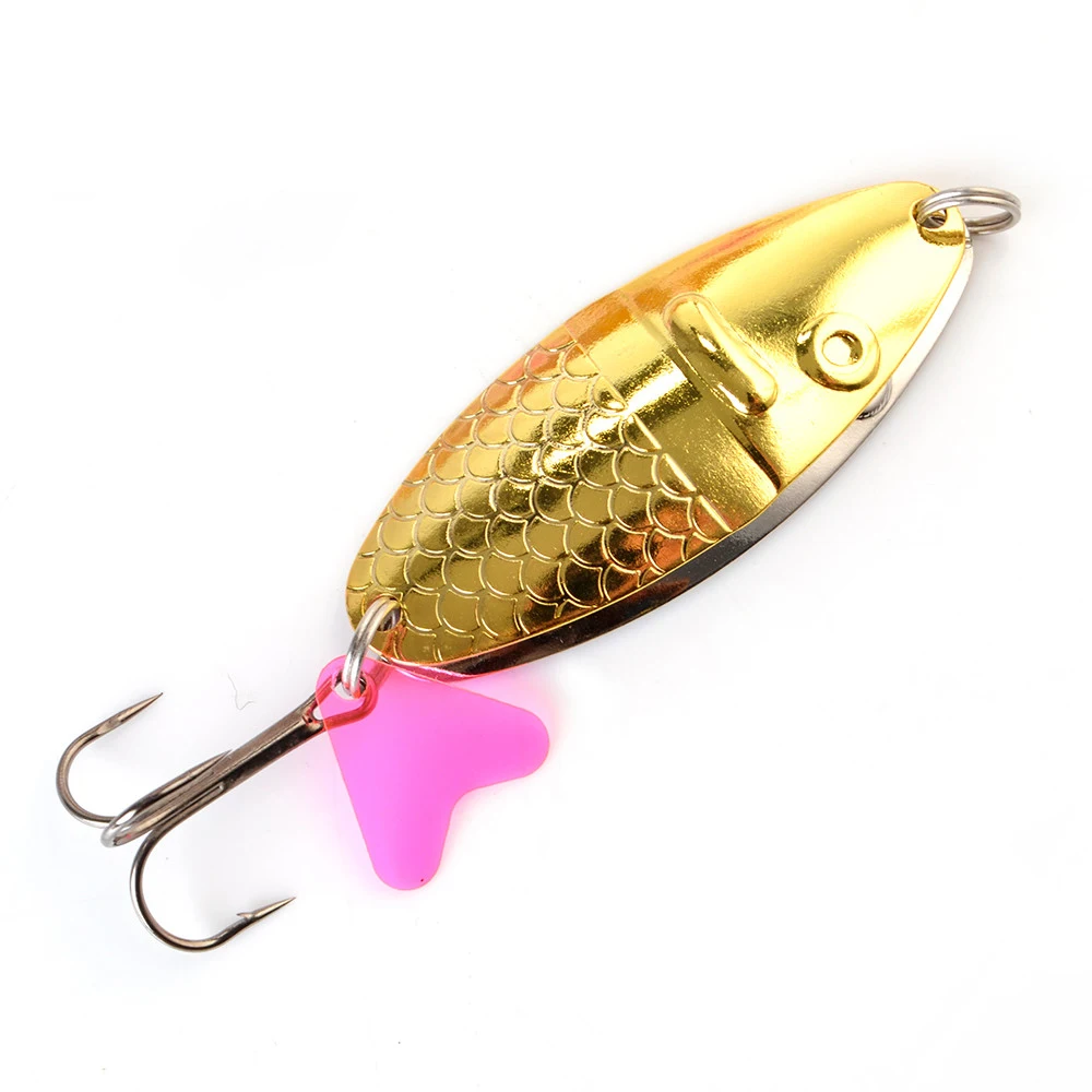 Ftk isca de pesca de metal com colher dupla, isca com gancho afiado de 21g 28g 35g, isca rígida para pesca de carpa