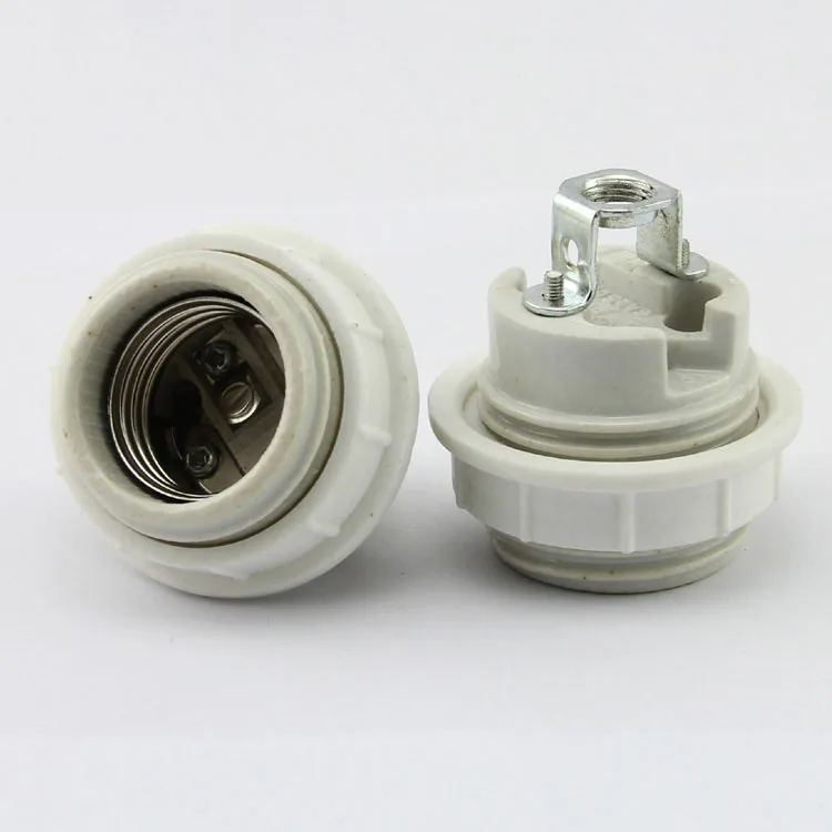 Screw  E14 E27  Ceramic Porcelain Socket Light Bulb Holder for E14 E27 with Ring, 110V 220V