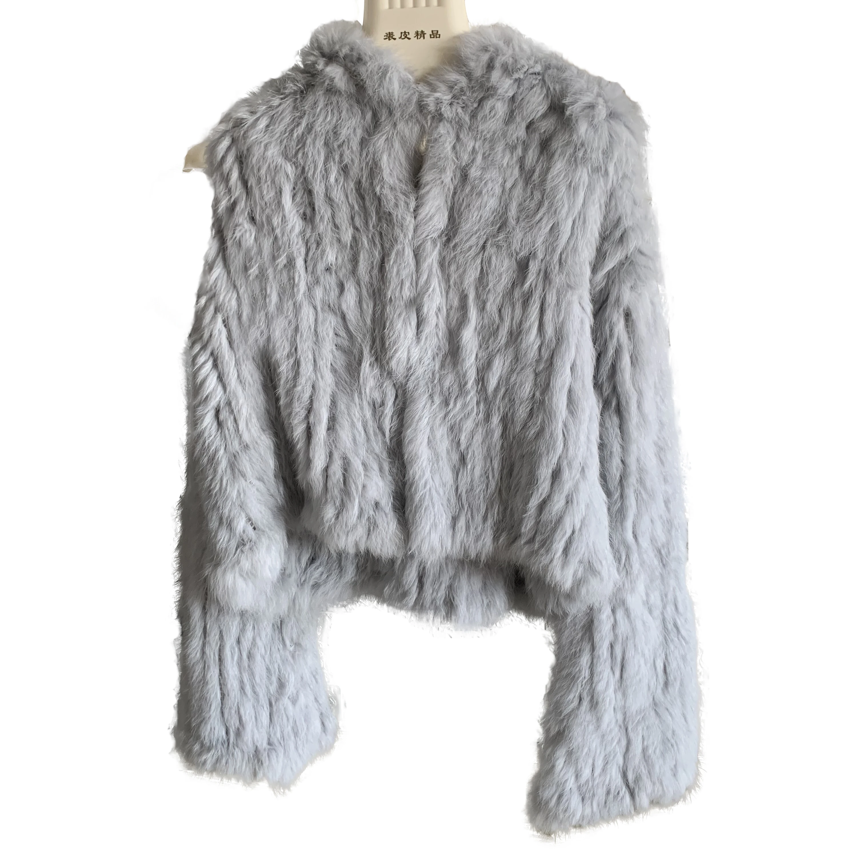 Harppihop knitted Genuine Rabbit fur coat women fashion long rabbit fur jacket Outwear winter fur coat Free shipping