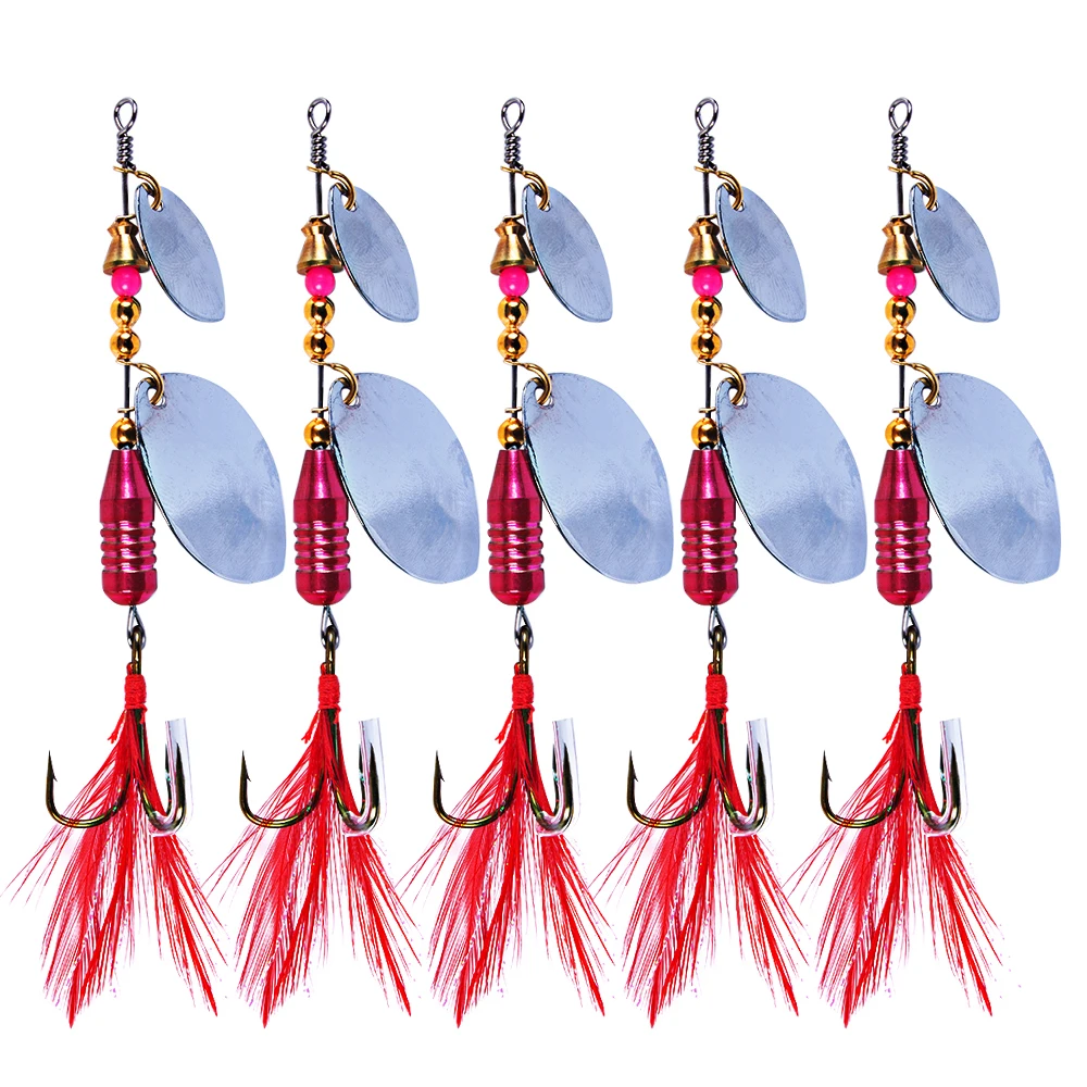 1 Uds señuelo cuchara cebo duro Spinner señuelo de Pesca aparejos de Pesca cebo artificial con anzuelo de plumas Pesca señuelo de lubina 9,3 cm 10g