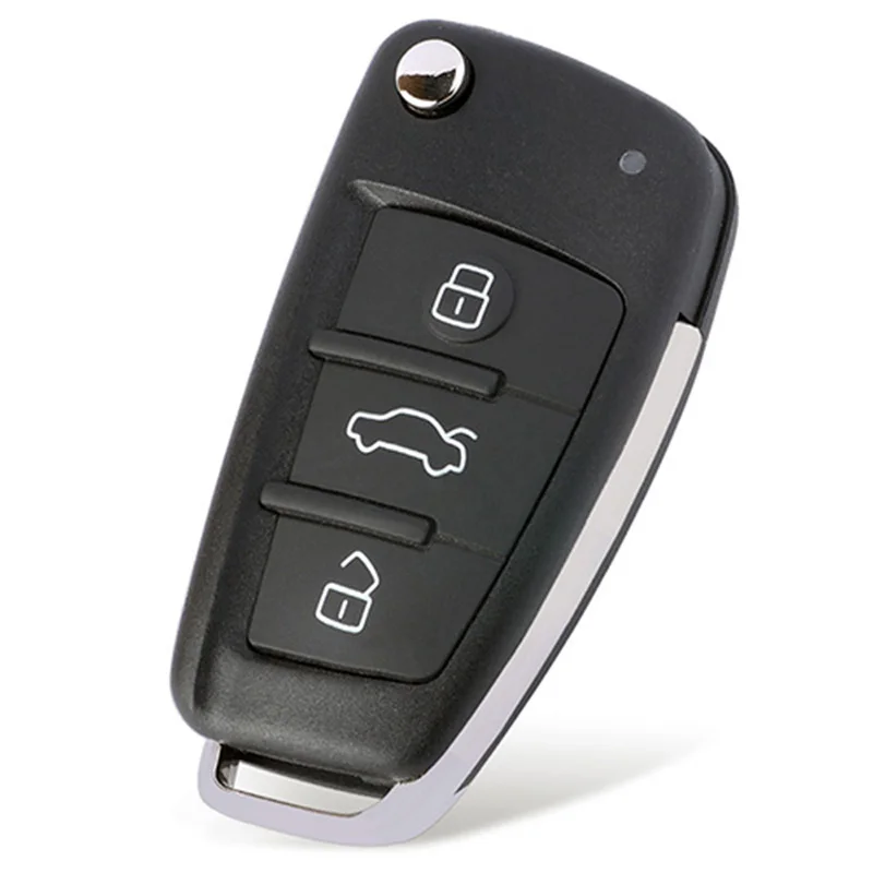 Keyecuアップグレードフリップリモート車のキー3ボタン433mhz ID48チップアウディA2 A3 A4 A6 A8 B5 tt fob p/n: 4D0 837 231 18k/r