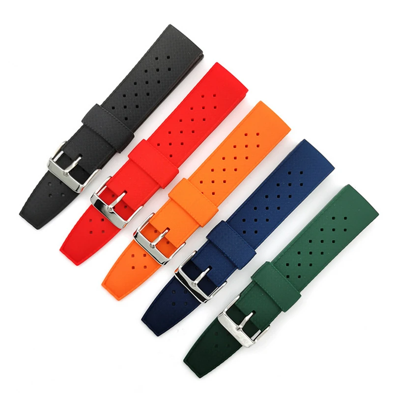 สายนาฬิกาข้อมือสำหรับนักดำน้ำสายรัดซิลิโคนสำหรับเล่นกีฬาสมาร์ทวอท์ช20มม. 22มม.