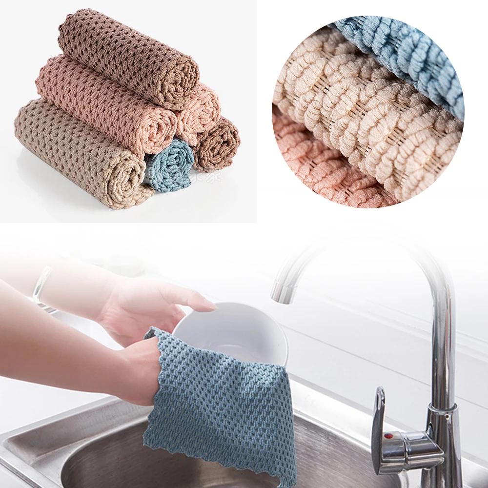 Kitchen Anti-grease wipping rags efficient Super Absorbent Microfiber Cleaning Cloth home washing dish kitchen Cleaning towel