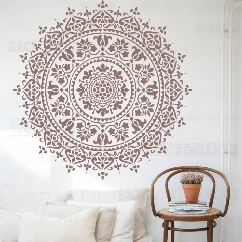 70Cm-110Cm Stencil Mandala Extra Grote Voor Schilderen Grote Muur Bloem Ronde Floor Template Decors Muren Templates verf S018