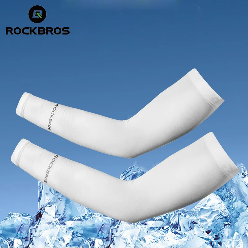 ROCKBROS Ice Fabric Arm Sleeve Running Arm Warmers UV Protect Basketball Sleeve Camping Cycling Cuff Summer Sports Safety Gear