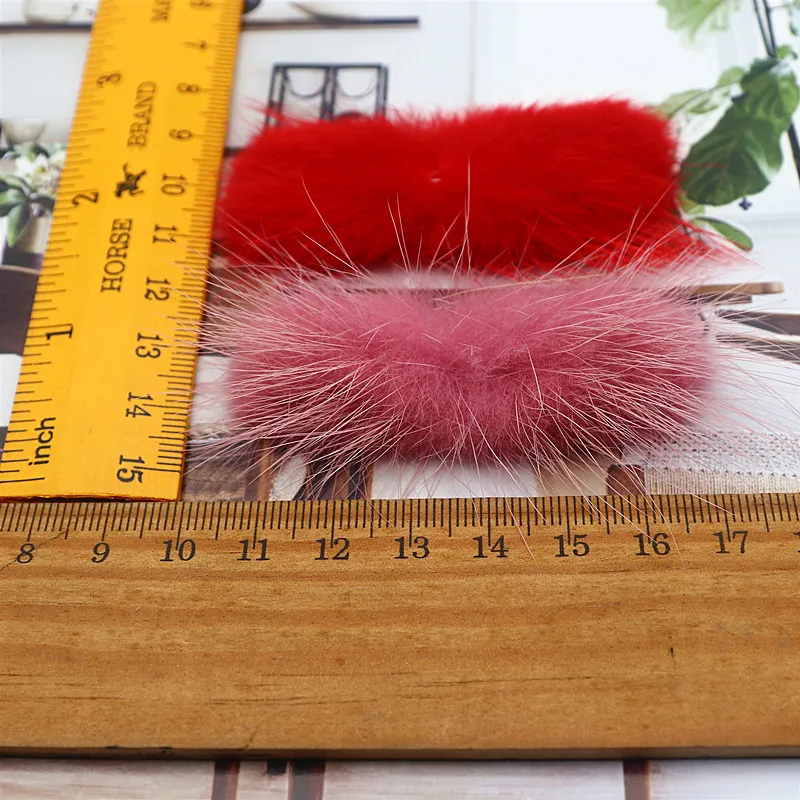 40pcs 25mm*70mm Imitatie Mink pompom Strik Naaien Schoenen En Hoeden Bont Patch Diy Strik Haar Accessoires Materialen Ambachten