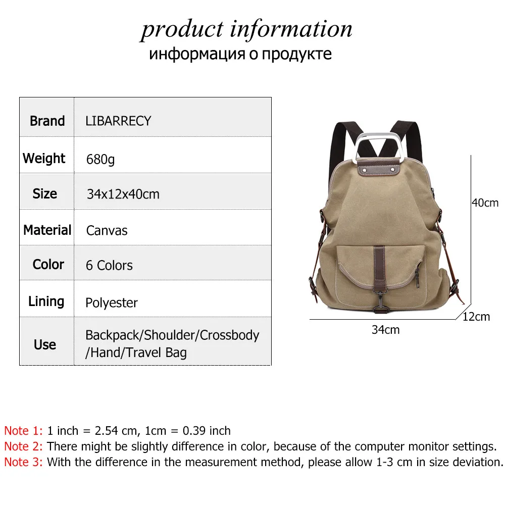 Canvas Women\'s Backpack Metal Handle Designer Backpack Belt Buckle Anti-theft Bookbag Casual Travel Shoulder Bag Female Mochila