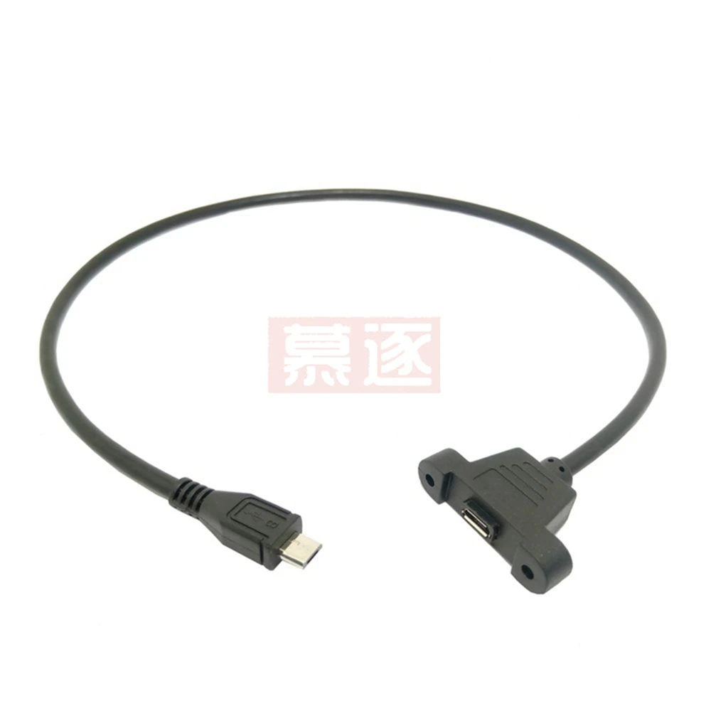 Micro USB USB 2.0 Male Connector to Micro USB 2.0 Female Extension Cable 30cm 50cm With screws Panel Mount Hole
